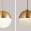 Ragnola Round Grid Glass Cover Pendant Lightgold globes