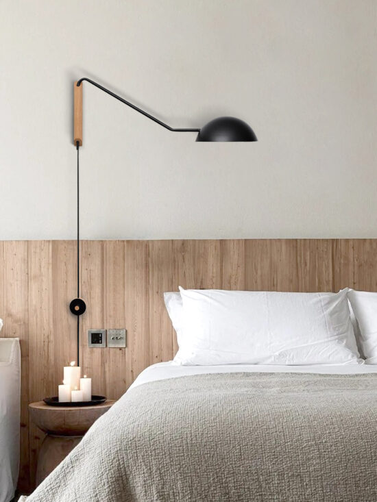 Marika Long Arm Wall Lamp-black