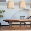 Rattadeen Rattan Pendant Lamp dining table