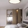 Rondale Scandinavian Leather Strapped Wooden Ceiling Lamp - slim ceiling