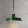 Elkano Modern Industrial Chic Pot-Lid Pendant Lamp - glossy green