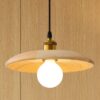 Kipsteeno Wood Shade Pendant Lamp lit