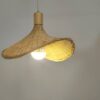 Madhada Bamboo Weave Straw Hat Pendant Lamp actual closeup