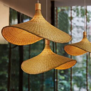 Madhada Bamboo Weave Straw Hat Pendant Lamp cluster lights