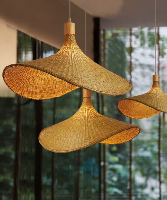 Madhada Bamboo Weave Straw Hat Pendant Lamp cluster lights