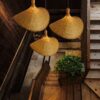 Madhada Bamboo Weave Straw Hat Pendant Lamp rattan style