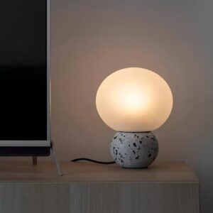 Benhenn Round Ball Shade Terrazzo Table Lamp - bedroom table lamp