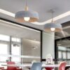 Cruutona Wide Felt Wooden Dome Pendant Lamp - hotel pendant