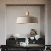 Cruutona Wide Felt Wooden Dome Pendant Lamp - hotel pendant lamp