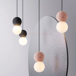 Heino Round Cement Ball Pendant Lamp - round ball lamp