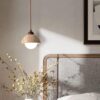 Holmlund Wabi-Sabi Travertine Stone Pendant Lamp - bedside pendant