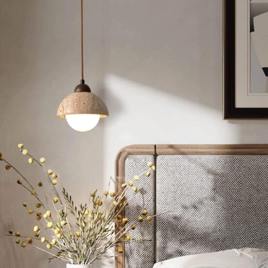 Holmlund Wabi-Sabi Travertine Stone Pendant Light | Screed