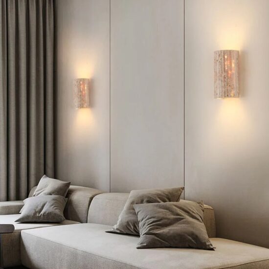 Modern Wabi Sabi Travertine Stone Round Wall Sconce LED 1-Light