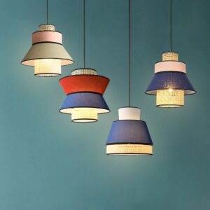 Kresyman Rattan and Cloth Multi-tier Pendant Lamp - multi tier