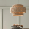 Kristoda Triple Layered Rope Drum Pendant Lamp - hallway rattan lamp