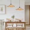 Lefa Scandinavian Natural Wood Flaps Pendant Light - cafe table