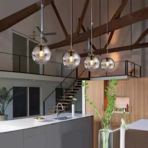 Napita Round Globe Glass Shade Pendant Lamp - kitchen pendant lamp