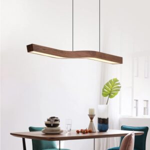 Reefornna Natural Wave Wood Linear Hanging Lamp- coffee table penda