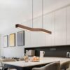 Reefornna Natural Wave Wood Linear Hanging Lamp- dining room lamp