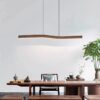 Reefornna Natural Wave Wood Linear Hanging Lamp - kitchen pendant