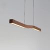 Reefornna Natural Wave Wood Linear Hanging Lamp - slim wood lamp
