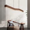Reefornna Natural Wave Wood Linear Hanging Lamp- studio pendant