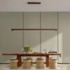 Reetohn Rectangular Slim Wood Linear Hanging Lamp - cafe lamp