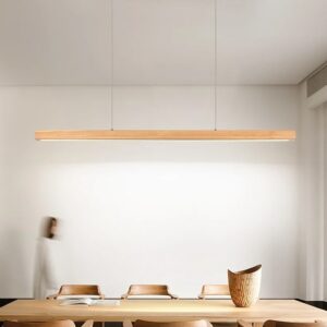 Reetohn Rectangular Slim Wood Linear Hanging Lamp - cafe lamp