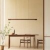 Reetohn Rectangular Slim Wood Linear Hanging Lamp - living room