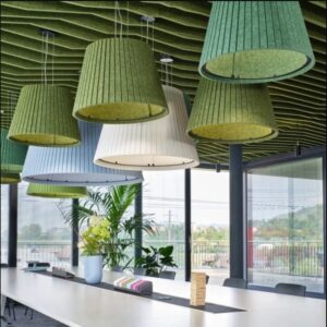 Lined Dome Pendant Lamp - Green Lamp