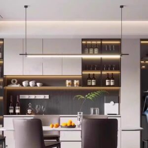 Slim Sleek Tube Linear Pendant Lamp - Dining Room