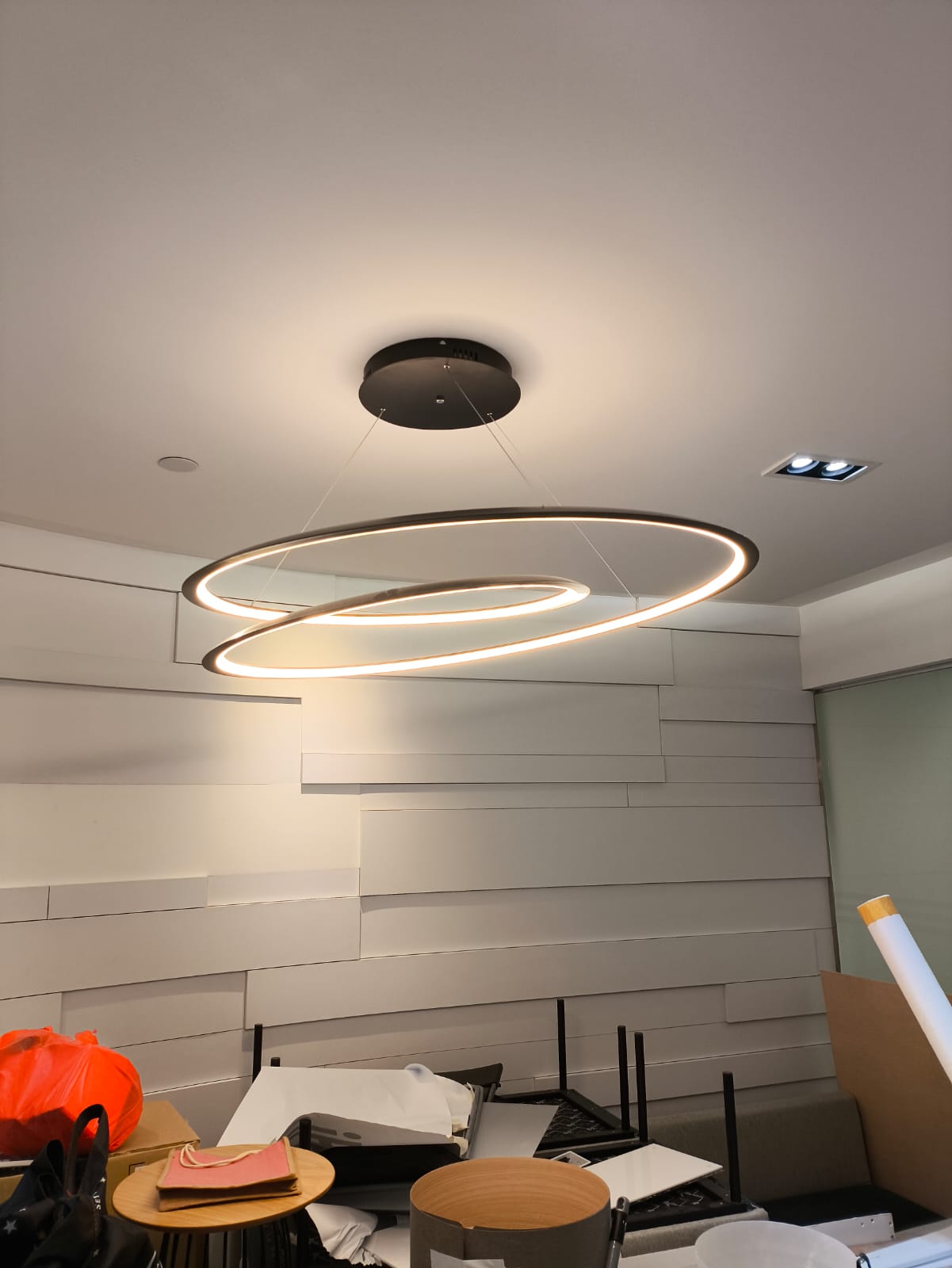 Sundström Modern Infinite Loop Organic Flow Pendant Lamp-installed 2