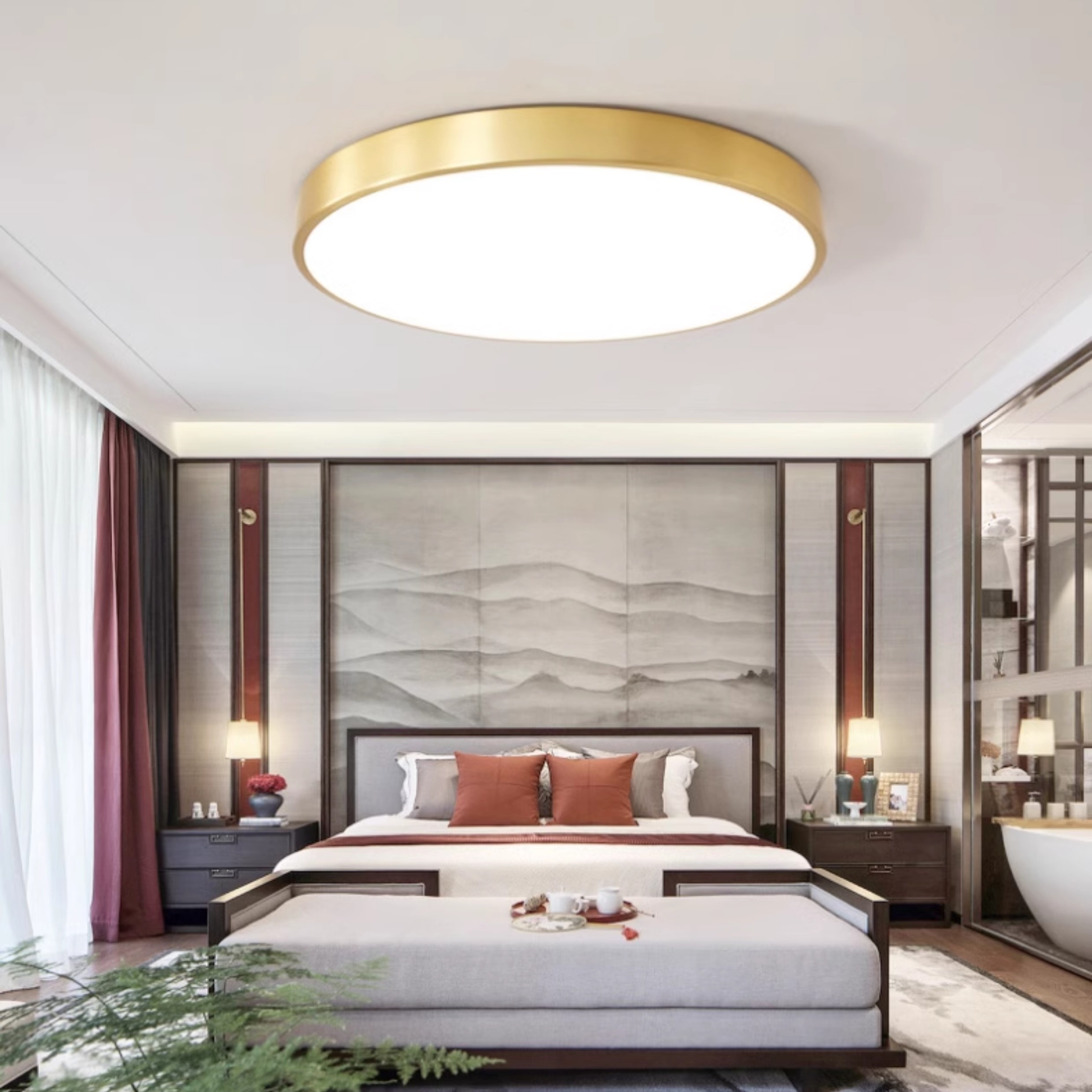 Gundanna Brass Slim Round Ceiling Light Brass Slim Round Ceiling Light - hotel room light