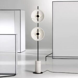Mirevo Twin Disc Marble Floor Lamp