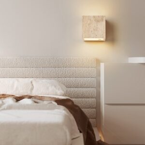 Travertine Stone Cube Wall Light - bedroom lamp