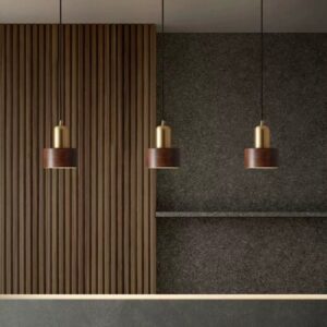 Elvryn Oak Brass Capsule Pendant Light - Hanging Light