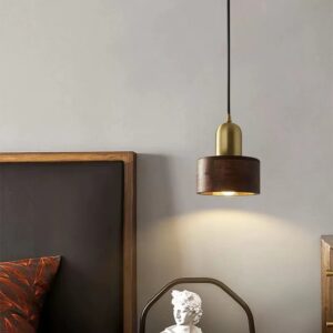 Elvryn Oak Brass Capsule Pendant Light - Livingroom Light