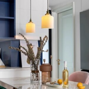 Milky White Ceramic Pendant Light - dining table