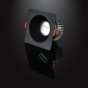 Single Recessed Anti-Glare Square Spotlight - Black finish