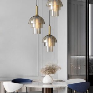 Thenvor Amber Mist Pendant Light - triple ring Hallway light