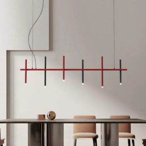 Bentuuna Modern Linear Tubes on Rod Hanging Light