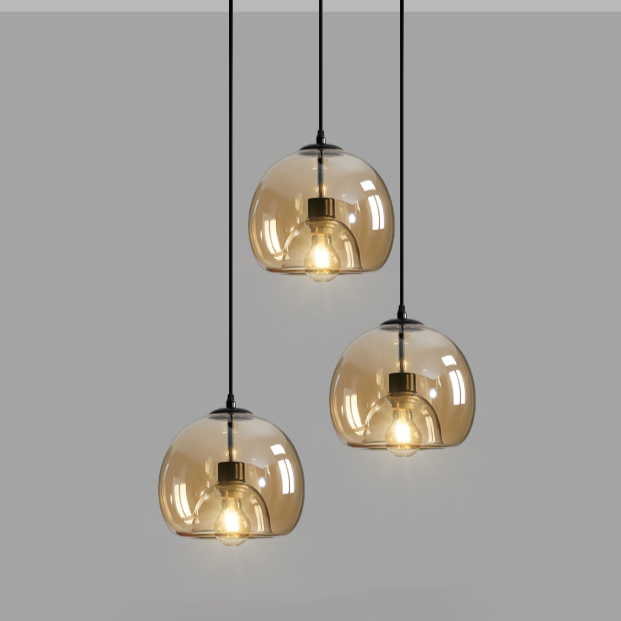 Glass Globe Bubble Pendant Light - stairway