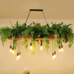 Plantowoo Plant Garden Wooden Body Hanging Bulbs Pendant Lamp