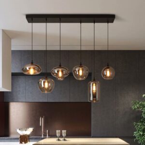 Smoke Grey Glass Pendant Light - kitchen light
