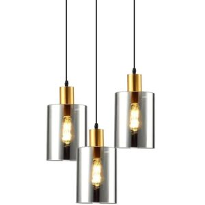 Home Albeina Modern Golden Glow Glass Pendant Light Champagne Gold Cylinder