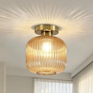 Asgeirja Modern Striped Lantern Glass Jar Ceiling Light
