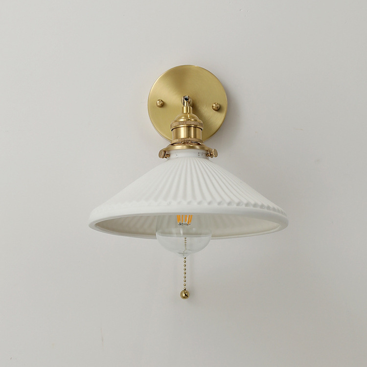 Cinara Classic Fluted Ceramic Lantern Wall Light Cinara Classic Traditional Fluted Ceramic Lantern Wall Light Brushed Gold Dome