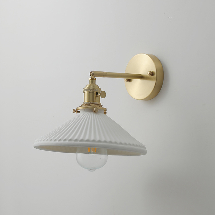 Cinara Classic Fluted Ceramic Lantern Wall Light Cinara Classic Traditional Fluted Ceramic Lantern Wall Light Brushed Gold