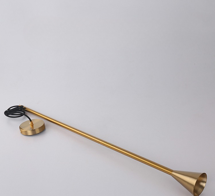 Edvaroon Minimalist Slender Cone Taper Pendant Light Edvaroon Minimalist Slender Cone Taper Pendant Light Brushed Gold Installation