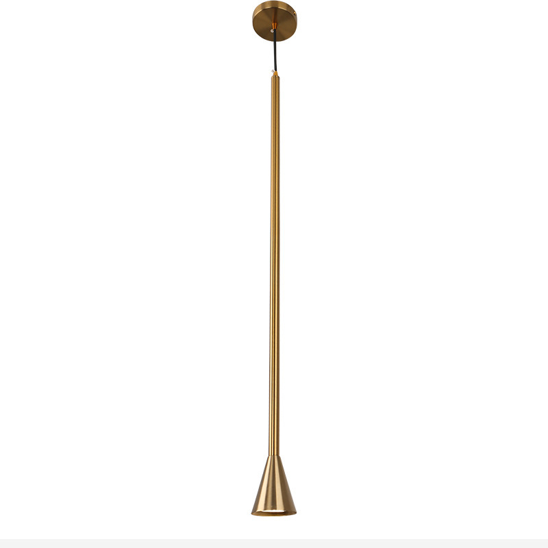 Edvaroon Minimalist Slender Cone Taper Pendant Light Edvaroon Minimalist Slender Cone Taper Pendant Light Brushed Gold Single